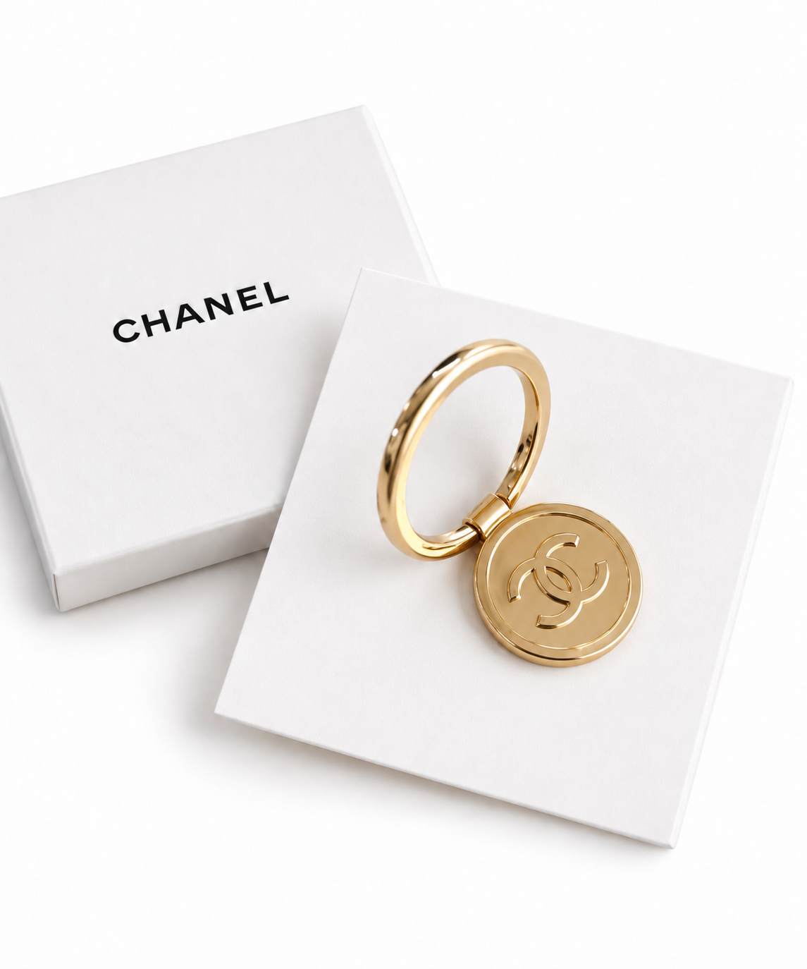 Ch’nel Gold Phone Grip Ring